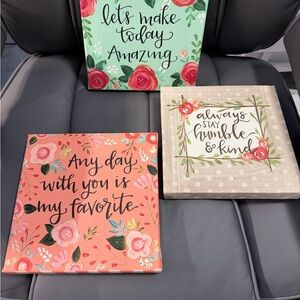 Inspirational Floral Canvas Art Trio